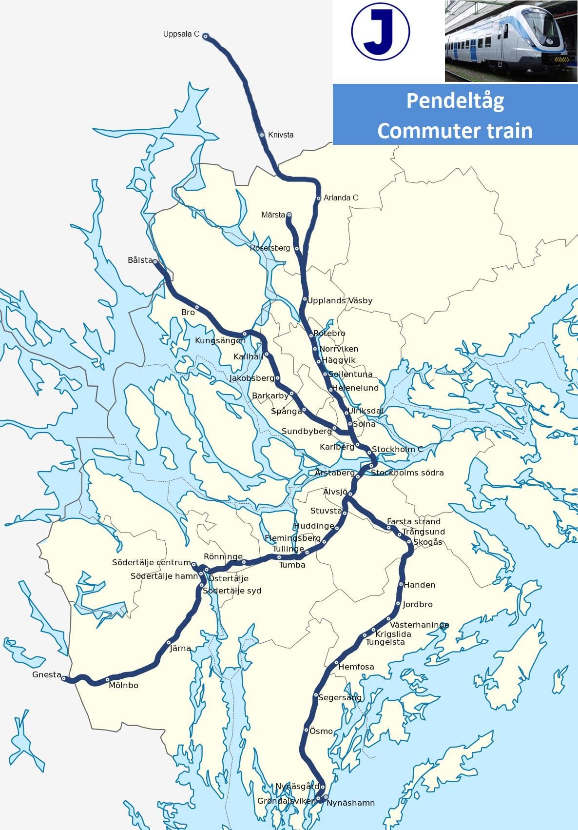 Stockholm pendeltag zemljevid