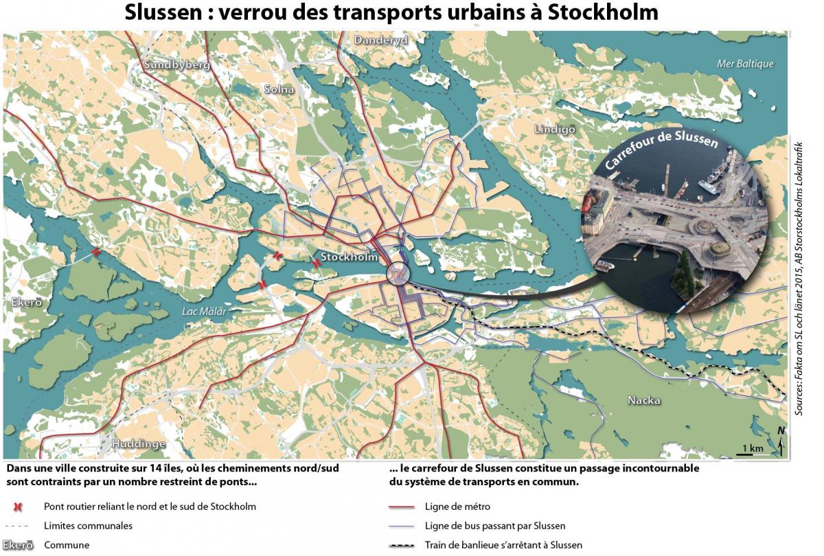 zemljevid slussen Stockholmu