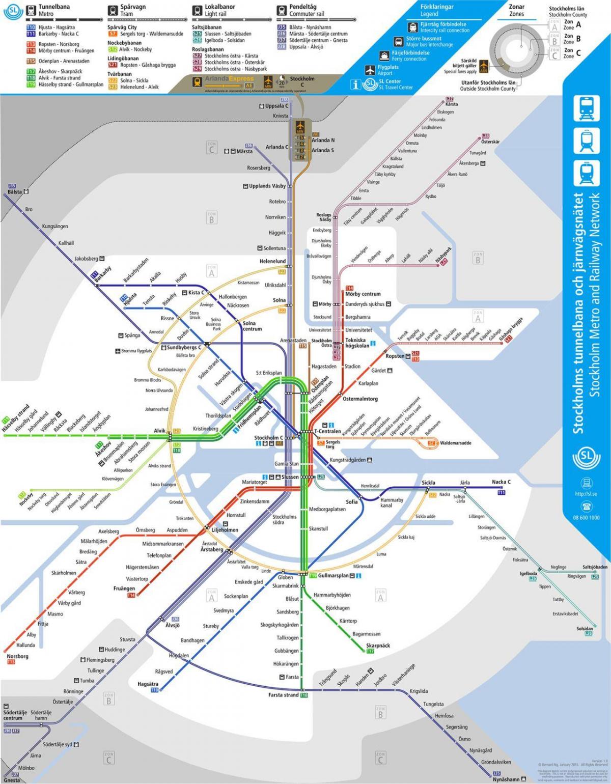 javni prevoz zemljevid Stockholmu