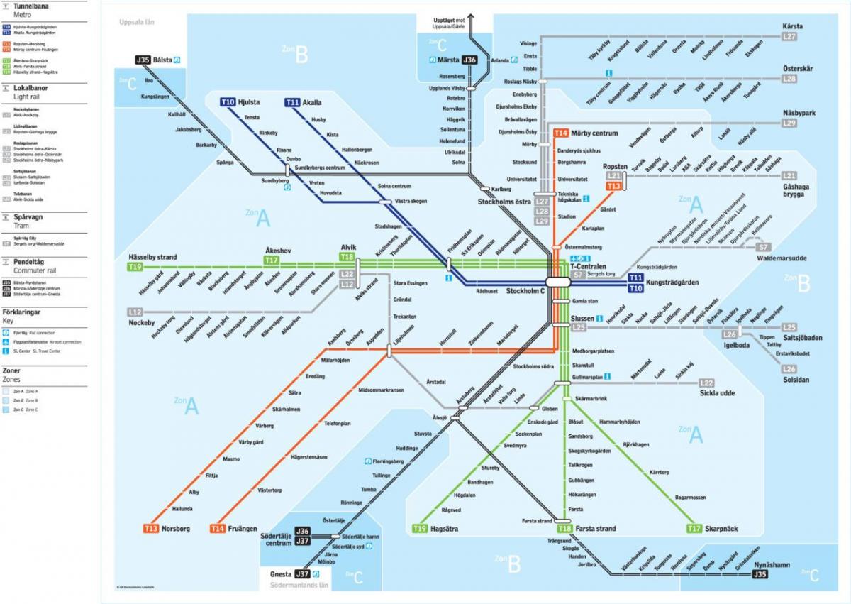 zemljevid Stockholmu tranzitnega