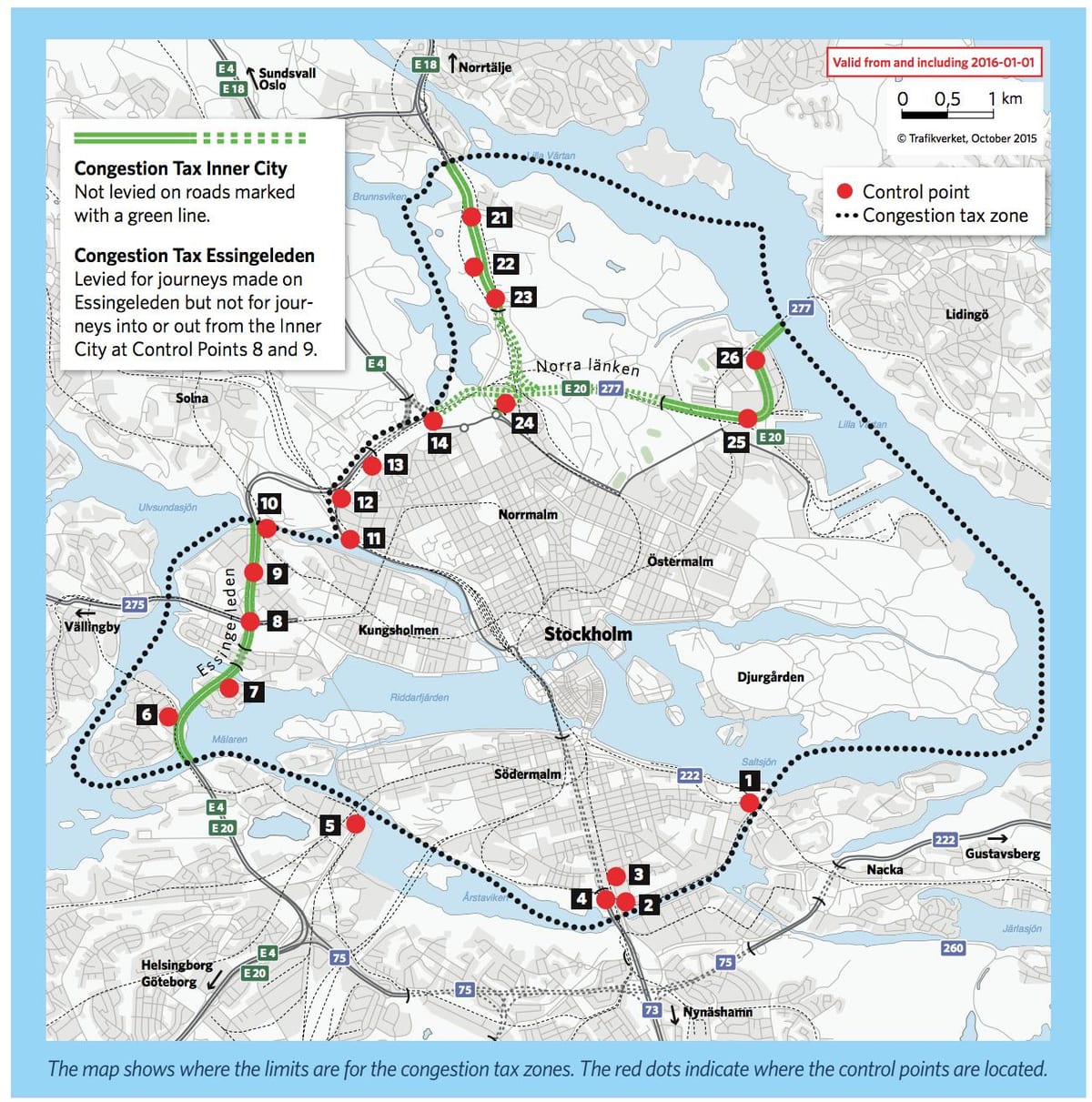 zemljevid Stockholmu zastojev polnjenje