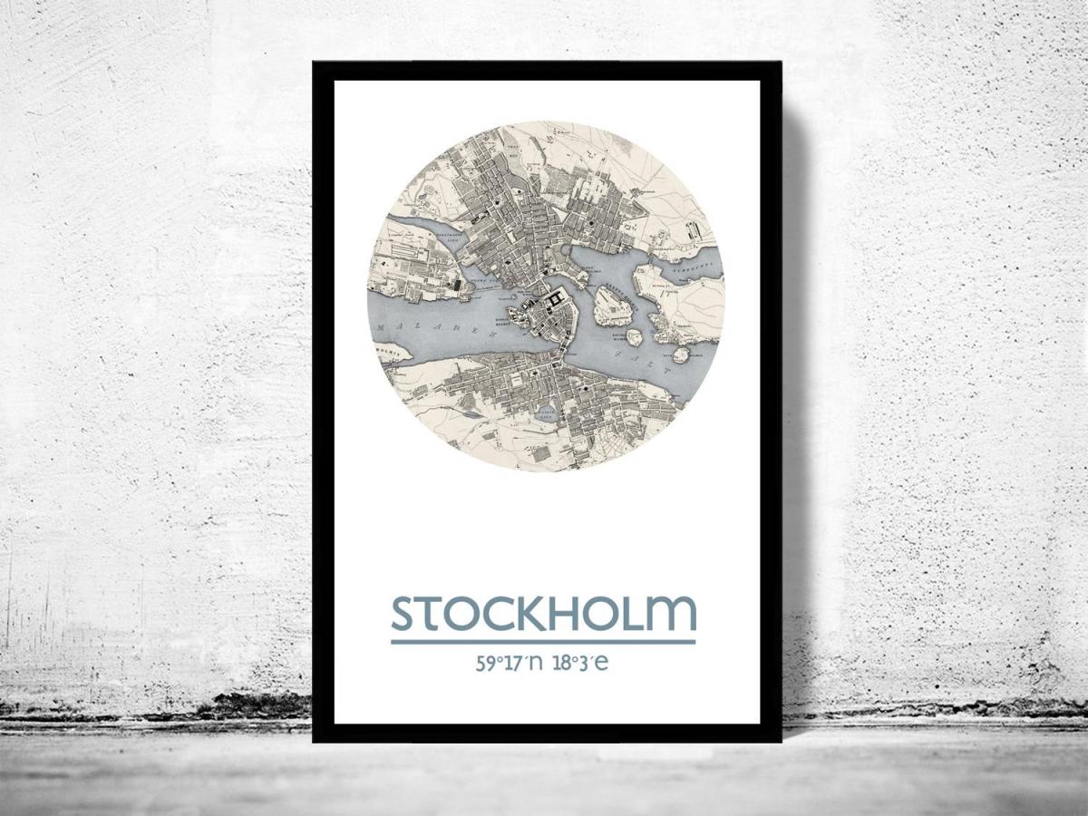 zemljevid Stockholmu zemljevid plakat