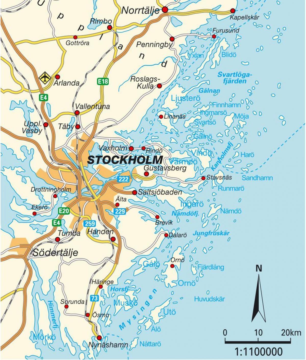 Stockholmu na Švedskem zemljevid mesta