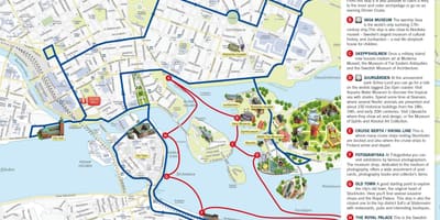 Stockholm hop on hop off čoln zemljevid