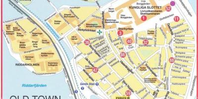 Zemljevid starega mesta Stockholm Švedska