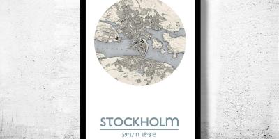 Zemljevid Stockholmu zemljevid plakat