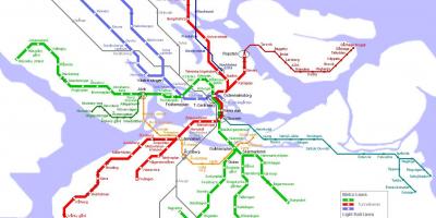 Zemljevid podzemne železnice Stockholmu na Švedskem